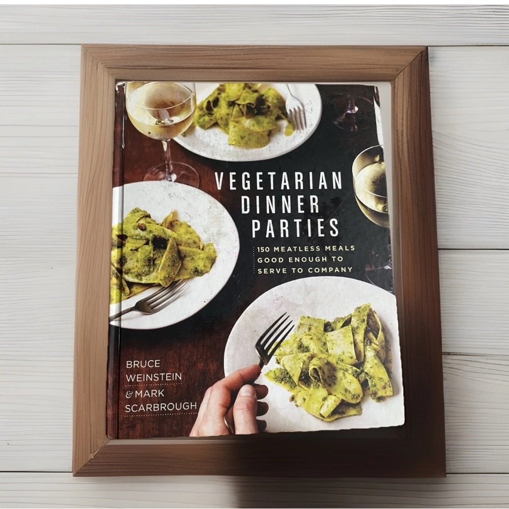 Source Unknown Vegetarian Dinner Parties Cookbook with Brown Frame
